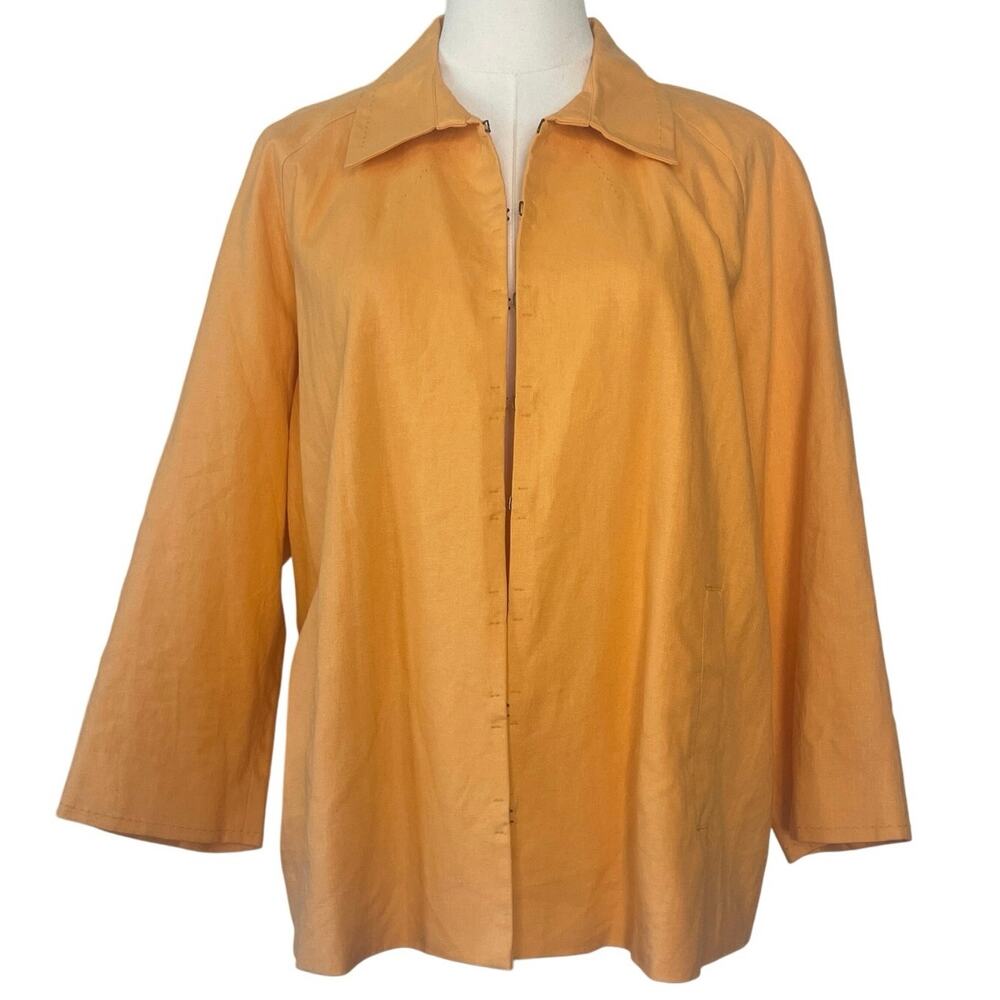 NWT Coldwater Creek Womens Linen Blazer Jacket Careerwear  Tangerine Size XL